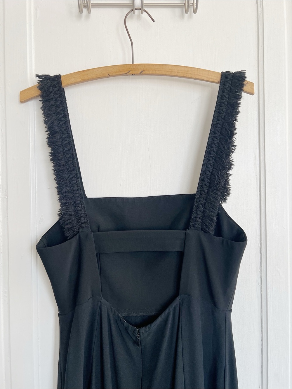 La Ligne • La Frange Dress black midi fringe strap cut out back minimalist - Picture 14 of 15